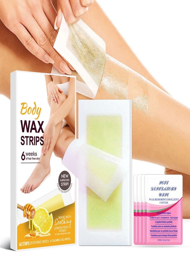 Grospe Wax Strips for Hair Removal,Hair Removal Wax Strips-20 Doublesided Wax Strips + 4 Calming Oil Wipes for Women, Face, Body, Arms, Legs, Chest, Back,for All Skin Types - Image 2